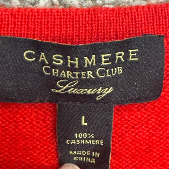 Charter Club Red Cashmere Sweater - Picture 3 of 10